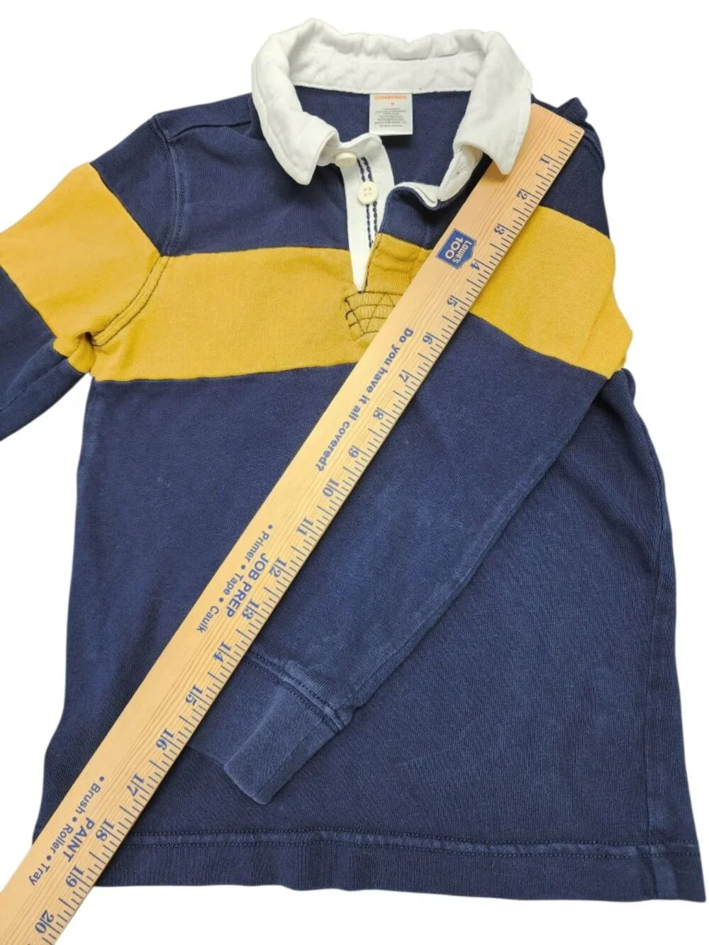 Gymboree Kids Rugby Polo Shirt Size 6 Navy Yellow Long Sleeve Cotton Striped